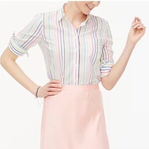 J. Crew Multicolor Rainbow Striped Button Down Shirt size M